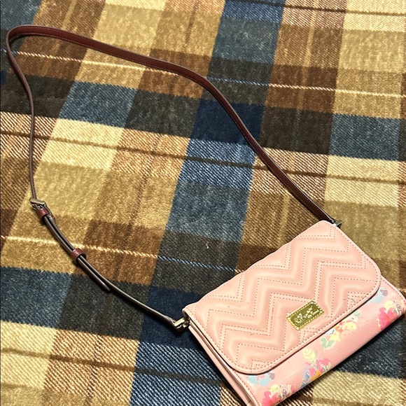 Betsey Johnson Pink Chevron Floral Crossbody Bag - Picture 1 of 14